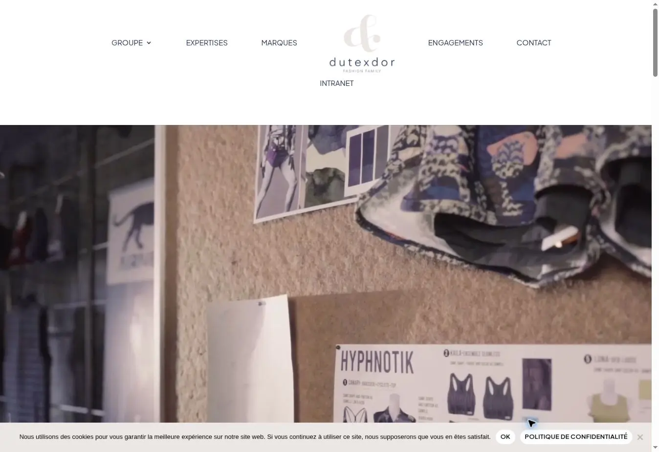 Capture de la page d’accueil du groupe textile Dutexdor