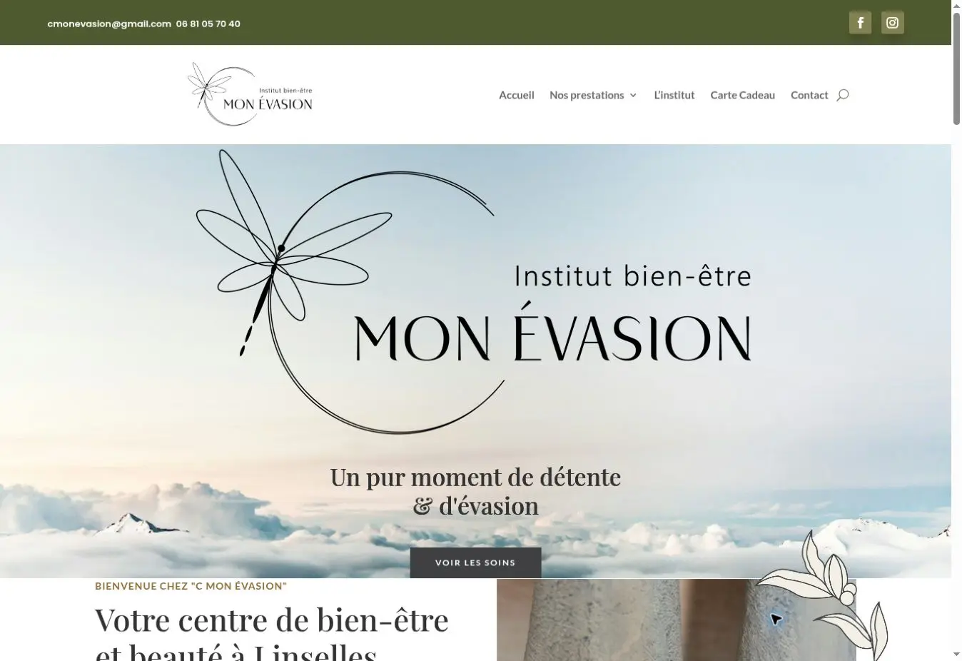 Capture de la page d’accueil de l’institut C mon évasion à Linselles